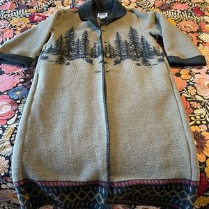 Vintage Wooded River Wool Blend Long Coat XL